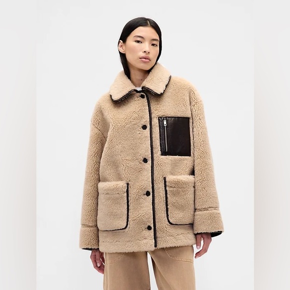 GAP Jackets & Blazers - Gap × Sandy Liang Reversible Vegan Leather Sherpa Jacket